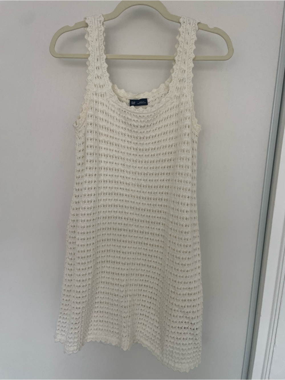 Gap Crochet A Line dress white Small petite
